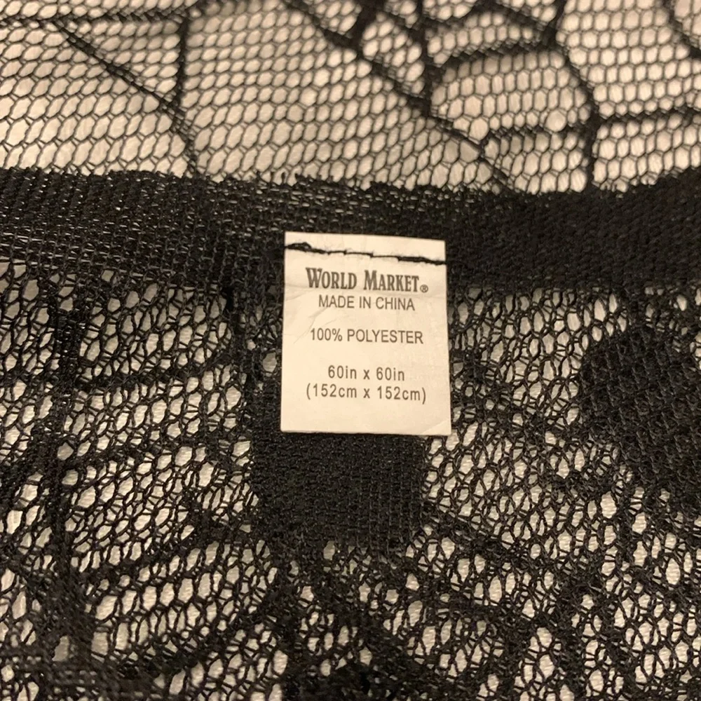 Spider Black Tablecloth or Scarf, 60” Square, Nightlight New in Box